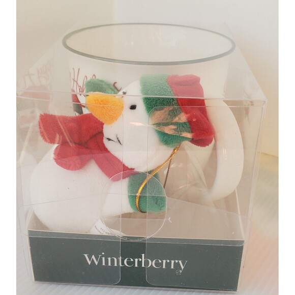 Pfaltzgraff Winterberry Happy Holidays Snowman Mug Cup And Plush Set In Box 20oz - Picture 5 of 8